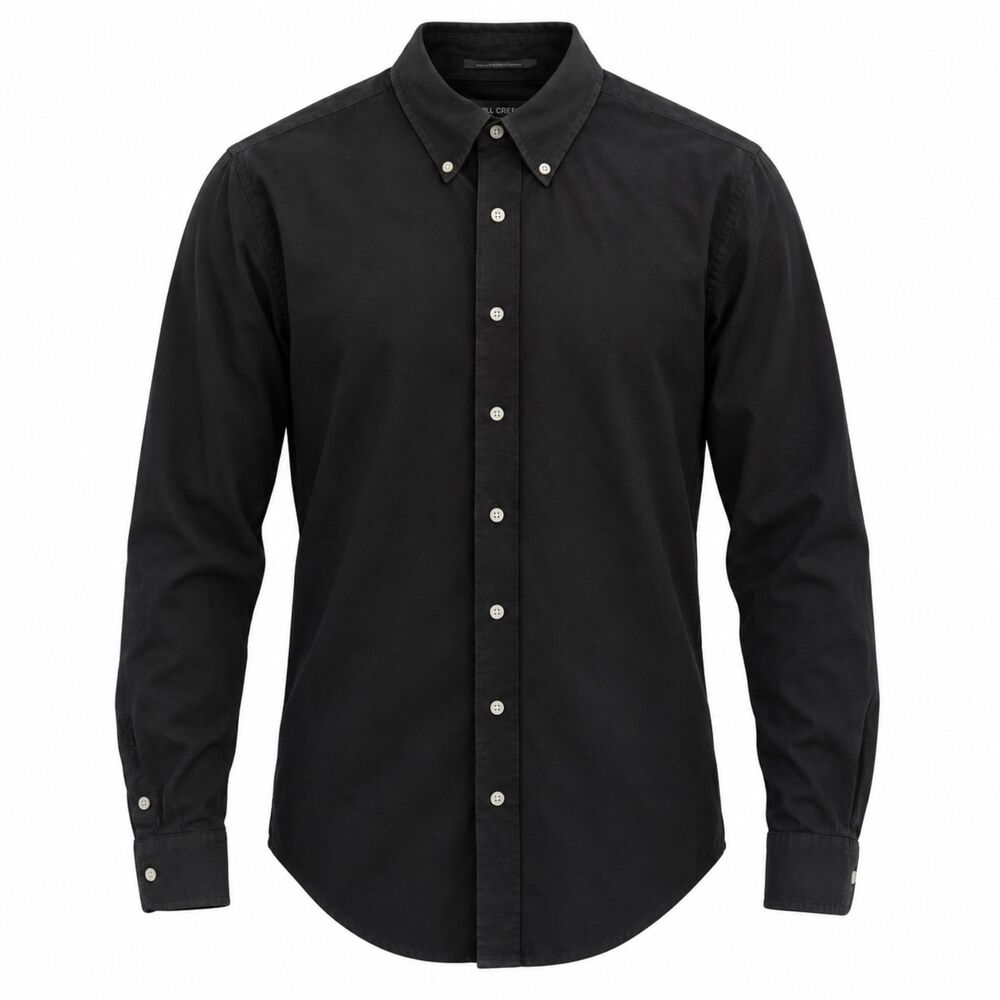 Daniel Crémieux Classics Solid Cotton Dress Shirt Mens Sz Large Black Minimalist